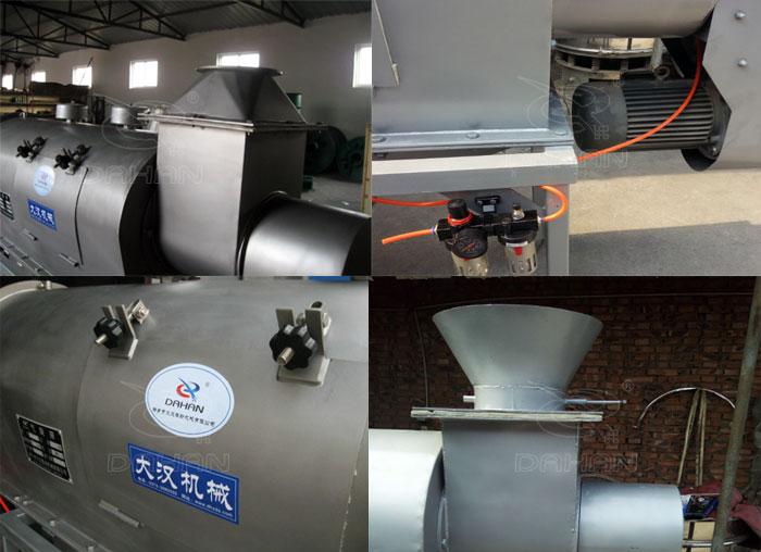 氣旋篩：電機，進料口，氣壓裝置等特寫圖片