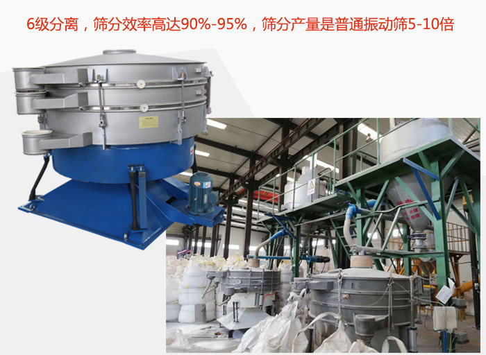 搖擺篩采用6級(jí)分離，篩分效率高達(dá)90%-95%，篩分產(chǎn)量是普通振動(dòng)篩5-10倍