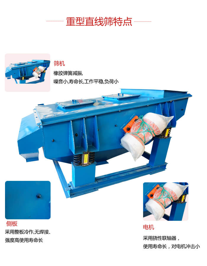 重型直線篩：篩機(jī)，側(cè)板，電機(jī)展示圖