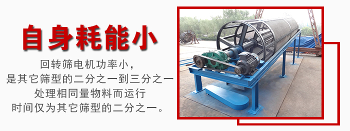 滾筒篩耗能小，使用壽命長(zhǎng)，維修方便