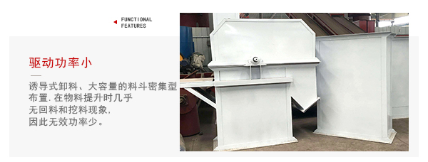 TD型斗式提升機驅(qū)動力小，無回料等特點展示圖。