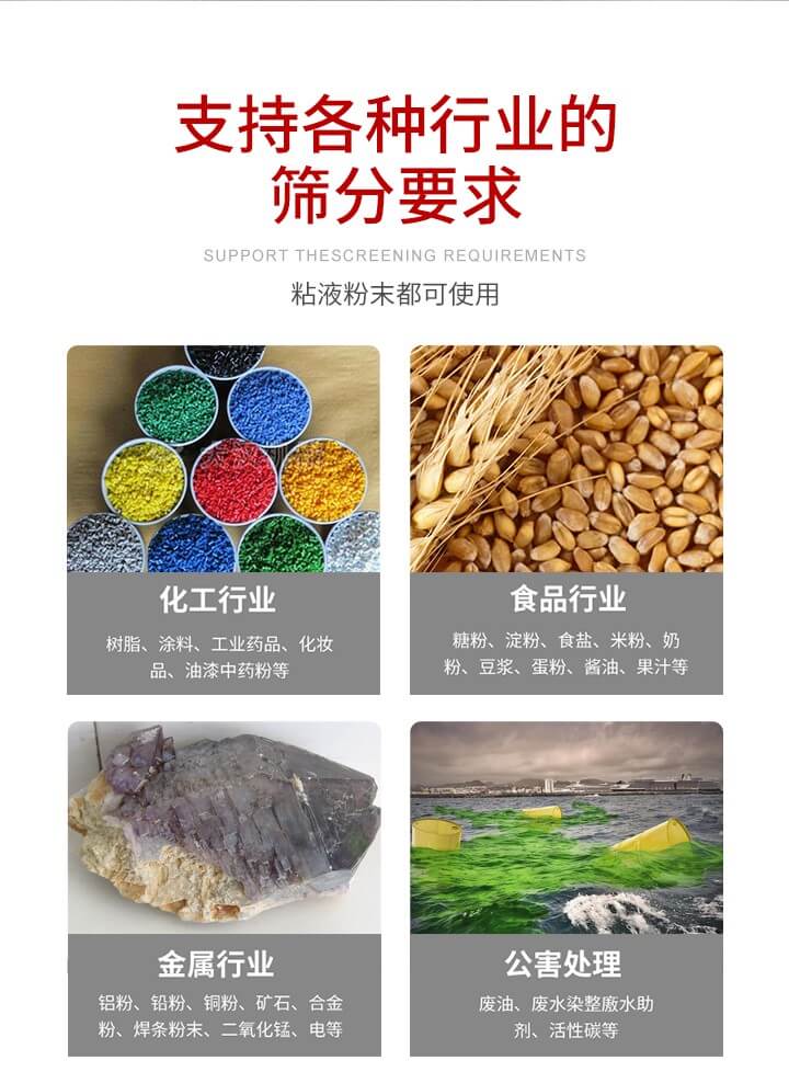 旋振篩材質(zhì)分類比較常見的有：不銹鋼，碳鋼，塑料等三種。不同材質(zhì)會有相對應(yīng)的側(cè)重優(yōu)勢，所以可根據(jù)行業(yè)的性質(zhì)進(jìn)行合理的選擇。