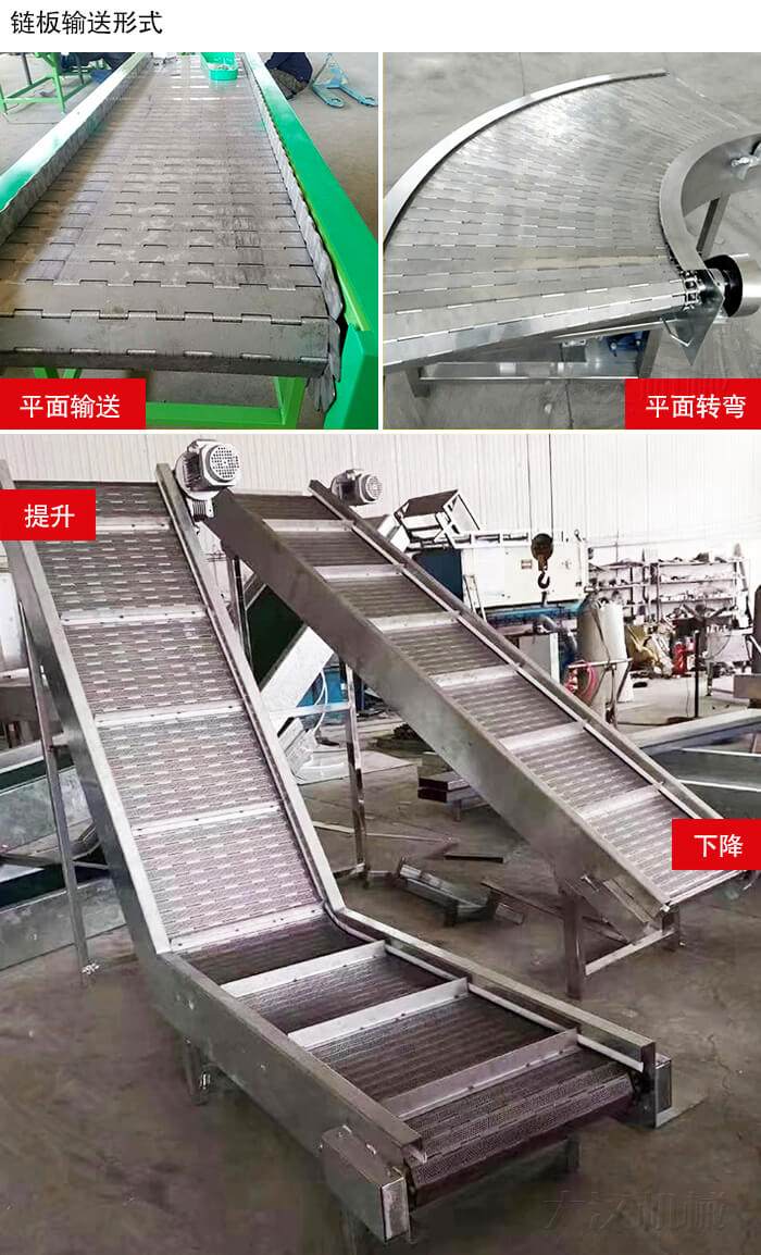 鏈板輸送機平面輸送，平面拐彎，提升等運行現(xiàn)場圖片
